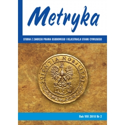 Roczna prenumerata czasopisma „Metryka. Studia z zakresu prawa osobowego i rejestracji stanu cywilnego”